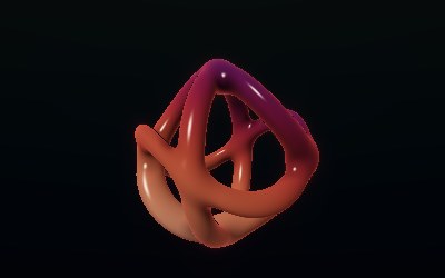 An intertwined rose-gold sculpture rendered with light and math