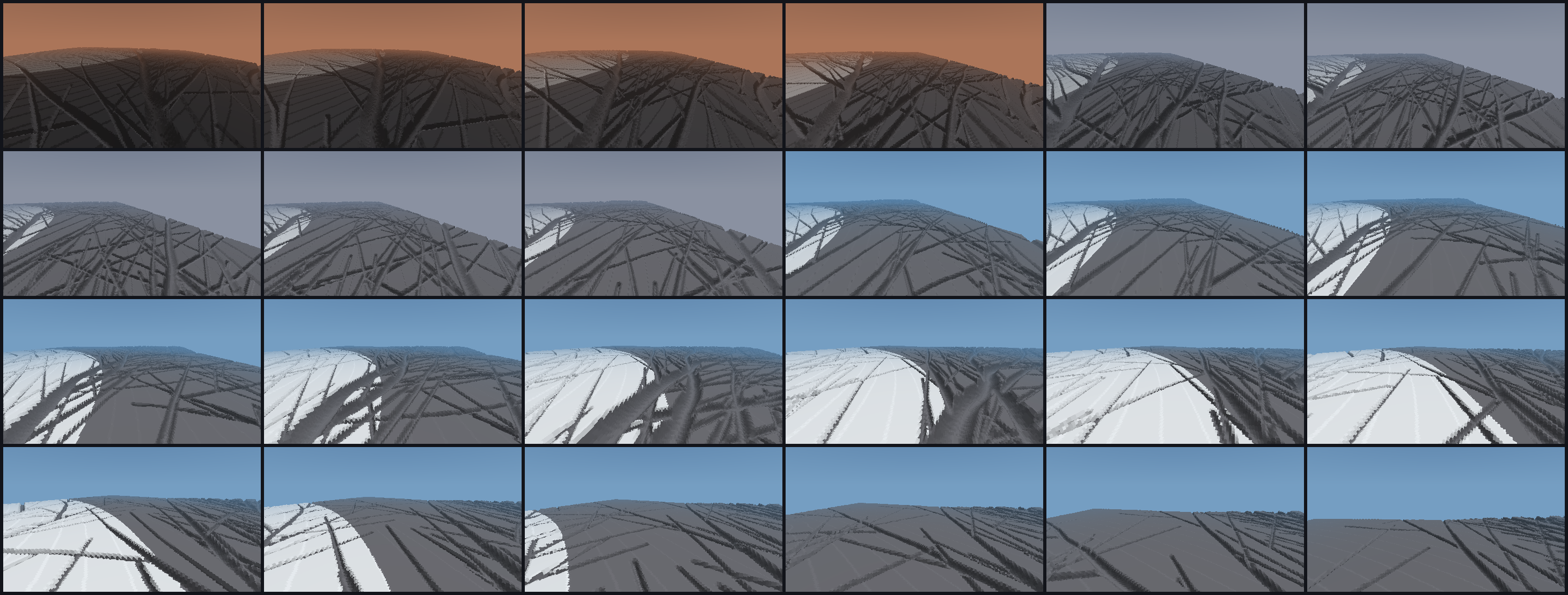 24 frames of a flight over the Ruler Alps